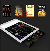 Restaurant Led Lumineux Menu Titulaire 3 Page En Cuir PU Light Up Menu Livre Couverture Pour Bar Boîte De Nuit