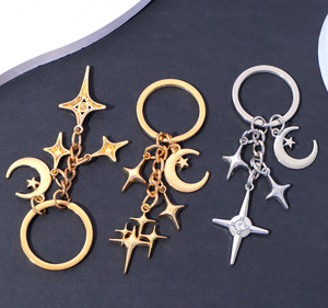 Porte-clés vintage étoile et lune, pendentif étoile en métal ajouré, breloque de sac tendance pour sac à main et cadeau - Product Image 4