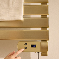 Toallero Eléctrico de Aluminio Dorado Cepillado, Calentador de Toallas Montado en Pared para Baño y Hotel, Radiador IP24 CE, Directo de Fábrica
