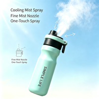 Botella de Agua Kecolove de 600 ml, Acero Inoxidable 316, Libre de BPA, con Pulverizador de Niebla, Aislada al Vacío, a Prueba de Fugas, para Deportes al Aire Libre, Gimnasio y Uso Diario