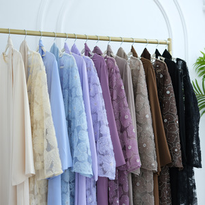 <span class=keywords><strong>Grossiste</strong></span> en vêtements de luxe pour l'Aïd, Abaya ouverte de style perlé avec robe intérieure, nouvelle collection florale, ensemble Abaya, <span class=keywords><strong>grossiste</strong></span> en Abaya de Dubaï - Product Image 6