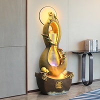 Fontaine d'eau en résine en forme de gourde de style chinois, élément aquatique circulant, ornement Feng Shui pour salon, bureau, décoration intérieure