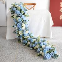 Arrangements floraux artificiels personnalisés, roses rouges pour allée, fleurs de table, fleurs artificielles en soie, chemin de table pour décoration de mariage