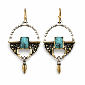 Orecchini pendenti vintage a forma di proiettile con pietra blu, gioielli creativi alla moda da donna - Product Image 1