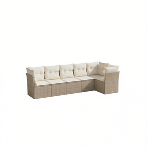 Set Divano da Giardino in Polyrattan Beige, Arredamento da Esterno 6 Posti, Resistente ai Raggi UV, Design Contemporaneo - Product Image 1