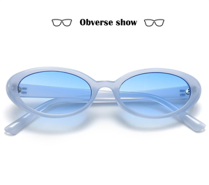 UV Protection Retro Oval <b>Sunglasses</b> for Women High Quality <b>Blue</b> Photochromic Lenses Customizable Trendy Star Hot Transparent Red - Product Image 3