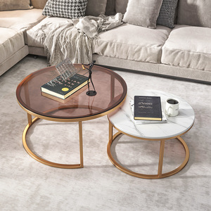 โต๊ะกาแฟทำจากแก้วแบบทันสมัยโต๊ะกาแฟทรงกลมห้องนั่งเล่น - Product Image 4