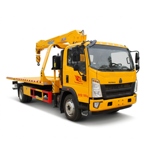 Camión de Remolque Sinotruk Howo de 12 Toneladas: Vehículo de Rescate de Plataforma Plana para 2 Autos con Grúa para Rescate en Carretera - Product Image 1