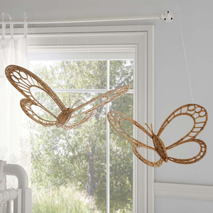 Boho fait à la main en <span class=keywords><strong>rotin</strong></span> papillon <span class=keywords><strong>décoration</strong></span> <span class=keywords><strong>murale</strong></span> <span class=keywords><strong>décoration</strong></span> de chambre en <span class=keywords><strong>osier</strong></span> salon tenture <span class=keywords><strong>murale</strong></span> décor - Product Image 2