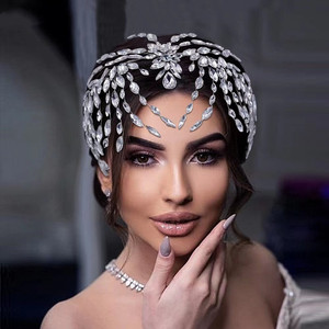 Vigne de cheveux en cristal strass argent pour femmes filles mariage accessoires de cheveux de mariée pour les mariées leur fête élégante postiche pour - Product Image 1