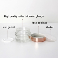 Bocaux en verre pour crème visage et corps de haute qualité avec logo personnalisé, 5g, 10g, 15g, 20g, 30g, 50g, 60g, 100g, avec couvercle rose doré