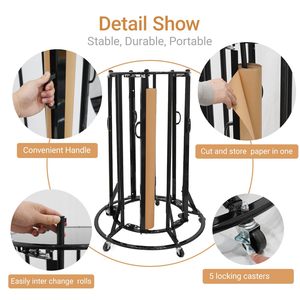 Cortador de Papel de Embalaje JH-Mech, Resistente y Duradero, Compatible con Rollos de hasta 36 Pulgadas, Soporte y Cortador de Rollos de Papel de Acero al Carbono Móvil - Product Image 3