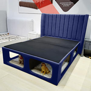 Premium kral çok fonksiyonlu ev mobilya Modern stil katı ahşap karyola iskeleti ayarlanabilir keten Pet döşemeli yatak yumuşak yatak - Product Image 3