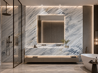 Dalles de marbre Calacatta Bluette pour panneaux à motifs, îlots de cuisine, dessus de table à manger, murs de douche, dessus de meuble-lavabo de salle de bain