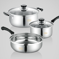 Yuyang Home Kitchen Batterie de cuisine Ensembles de casseroles et poêles en acier inoxydable de base 3 pièces Ensemble de casseroles et poêles en acier inoxydable professionnel