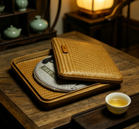 Boîte à thé Pu'er en bambou tressé faite à la main, écologique, portable, avec support suspendu, design moderne, boîte-cadeau artisanale pour la maison