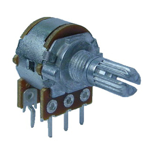 Potenciómetro Rotatorio RD163, Resistencia Variable de Película de Carbono, Eje Metálico de 16mm, Doble Bobinado, 500K, 20%, Ranurado y Moleteado - Product Image 1