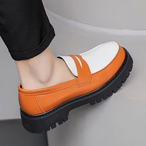 Zapatos de vestir de cuero para hombre, sin cordones, Oxford con aumento de altura, color en contraste, talla grande, transfronterizos, para otoño - Product Image 3