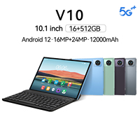 Tablette tactile capacitive 10,1 pouces Android 12 5G du fabricant, 10 cœurs, WIFI, 16+512 Go, Allwinner, 2-en-1, pour le jeu, avec caméra haute résolution