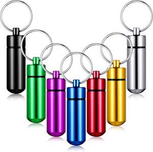 Porte-pilules portable en forme de porte-clés, mini boîte à pilules de poche, contenants en aluminium, flacon à médicaments en métal étanche, organiseur <span class=keywords><strong>pour</strong></span> le camping - Product Image 2