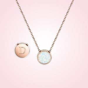 Minimalist Jewelry Adjustable Layering Engraved Letter Name <strong>Necklace</strong> Rose Gold Disc Initial <strong>Opal</strong> <strong>Necklace</strong> - Product Image 3
