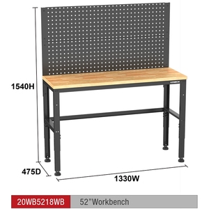 Adjustable Heavy-Duty Steel Storage Cabinet With 52-Inch Height Metal Hanging <b>Plate</b> Wooden Workbench <b>Surface</b> 20WB5218WB Customiz - Product Image 3