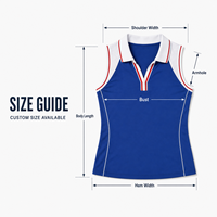 Haut de polo de tennis sans manches personnalisé pour femmes, en maille et polyester, pour le golf, le tennis, les clubs et le quotidien