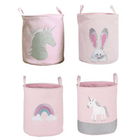 Panier à linge pliable en tissu rose pailleté arc-en-ciel, écologique, pour le rangement des vêtements et des jouets d'enfants, avec poignée, pour la chambre