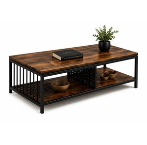 Table basse minimaliste avec étagère flottante et rangement multi-niveaux pour un salon moderne - Product Image 1