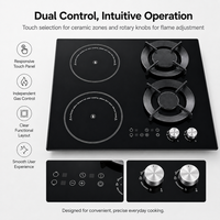Nouvelle cuisinière combinée quatre brûleurs en verre noir avec brûleurs Wok intégrés, dotée de cuisinières à gaz et électriques intégrées
