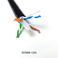 Câble Réseau SFTP Blindé Cat6 Noir Rigide Cuivre Nu Extérieur PVC PE 1000ft 305m 100m 23AWG Bobine en Bois Réseau XPON GPON