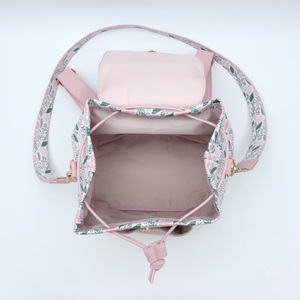 Zaino in PU PVC con Stampa Floreale per Donne, Daypack Casual per Uso Quotidiano, Zaino a Sacca con Cordoncino e Tracolla Staccabile - Product Image 4