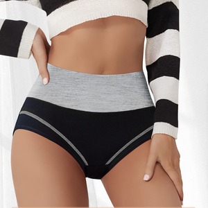 Culottes taille haute color block pour femmes avec entrejambe en coton, gainantes effet ventre plat, lingerie sexy grande taille - Product Image 2