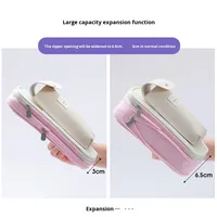 Étui à crayons personnalisé avec logo, grande capacité, couleur macaron assortie, toile extensible, transformable, boîte à papeterie simple