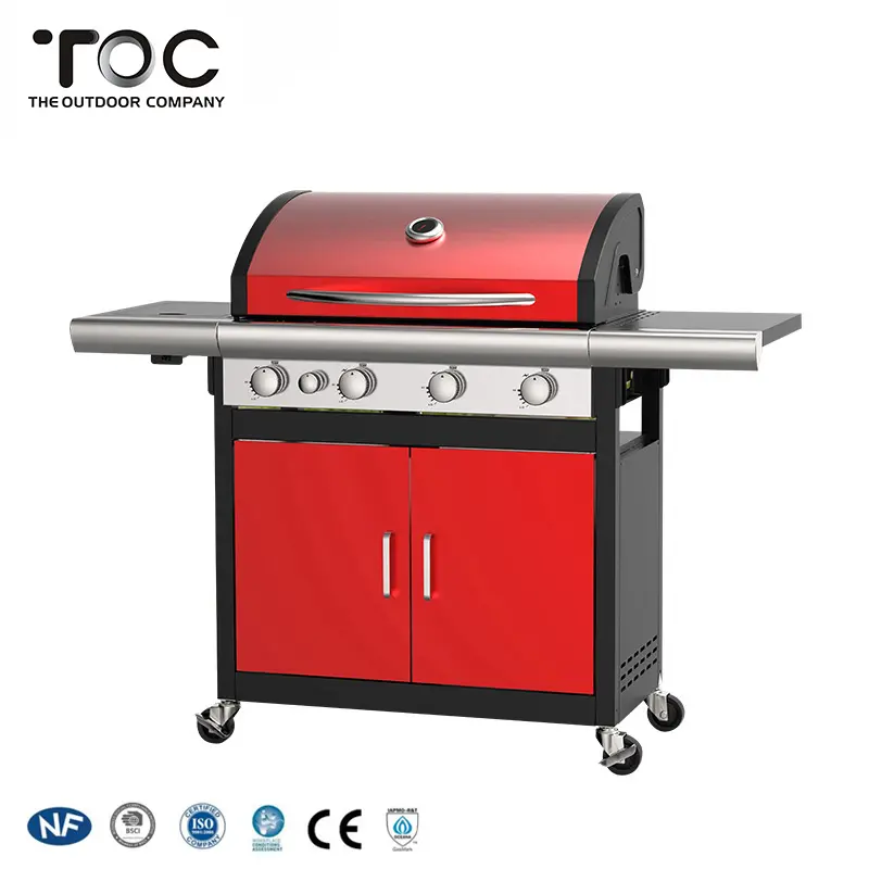 Best Selling Outdoor Gas Grill Commercial Gas Barbecue Trolley Smokeless BBQ Grill Machine