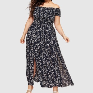 E0104ME51 Impresión <span class=keywords><strong>de</strong></span> la mujer más <span class=keywords><strong>el</strong></span> tamaño fuera del hombro <span class=keywords><strong>de</strong></span> una línea cuello <span class=keywords><strong>de</strong></span> corte vestido - Product Image 3
