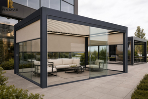 Outdoor Pergola with Manual Motor Dual Drive, Fully Rainproof Structure, Hidden Drainage and Retractable Screens for Commercial - Product Image 3