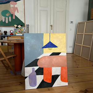 Pintura al óleo abstracta moderna pintada a mano, arte de pared texturizado de gran formato, estilo contemporáneo para decoración de sala de estar y pasillo - Product Image 3