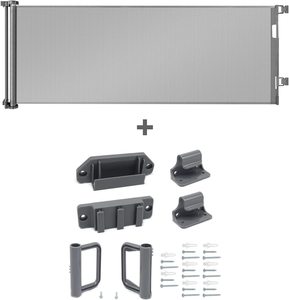 Barrière de sécurité rétractable pour bébé, barrières en maille pour bébé, s'étendent jusqu'à <span class=keywords><strong>150</strong></span> <span class=keywords><strong>cm</strong></span> de large, barrière de sécurité pour enfants ou animaux domestiques, barrière de sécurité pour escaliers et portes - Product Image 1