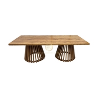 Table basse en bois massif personnalisée créative avec base à lattes en forme d'harpe, table d'appoint ronde moderne pour salon, meuble de chevet, table à manger