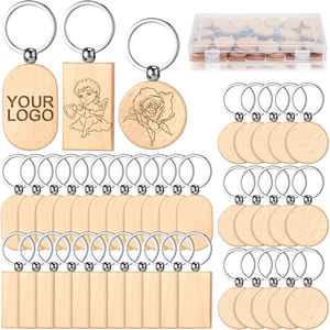 Деревянный брелок-заготовка для гравировки, необработанный деревянный брелок-кольцо для подарков и поделок своими руками - Product Image 1