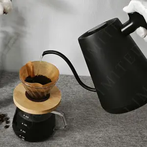 Özel Logo paslanmaz çelik kahve çay potu  kahve su ısıtıcısı sıcaklık kontrolü elektrikli Gooseneck su ısıtıcısı üzerine dökün