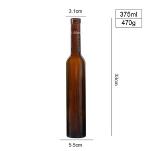 Moderna y Elegante Botella de Vino de Hielo Redonda y Alta de <span class=keywords><strong>375</strong></span> ml, Color Marrón Oscuro con Sello de Plástico, Botella de Champán - Product Image 5