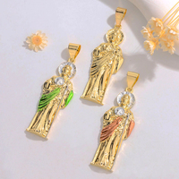Liontin Hip Hop Santo Yudas Kristen Religius untuk Pria Wanita, Lapisan Emas 14K, Yesus Berlapis Emas