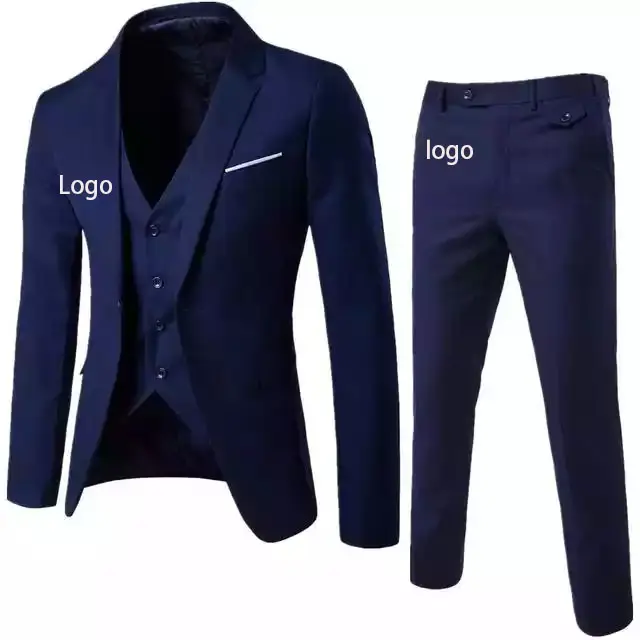 Mannen 3 Stuks Zwart Elegant Suits Met Broek Merk Slim Fit Single Button Party Formele Zakelijke Kleding Pak Mannelijke terno