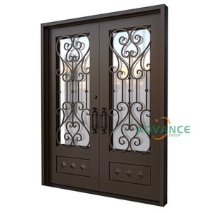 Casa barata seguridad externa rústica metálica puerta <span class=keywords><strong>de</strong></span> <span class=keywords><strong>entrada</strong></span> principal catálogo personalizado doble hierro forjado <span class=keywords><strong>puertas</strong></span> <span class=keywords><strong>de</strong></span> <span class=keywords><strong>entrada</strong></span> <span class=keywords><strong>de</strong></span> diseño - Product Image 2