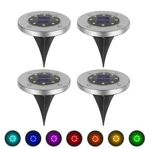 Luces solares para jardín, paquete de 4 luces LED que cambian de color, impermeables, para exteriores, para decoración de caminos y patios - Product Image 1