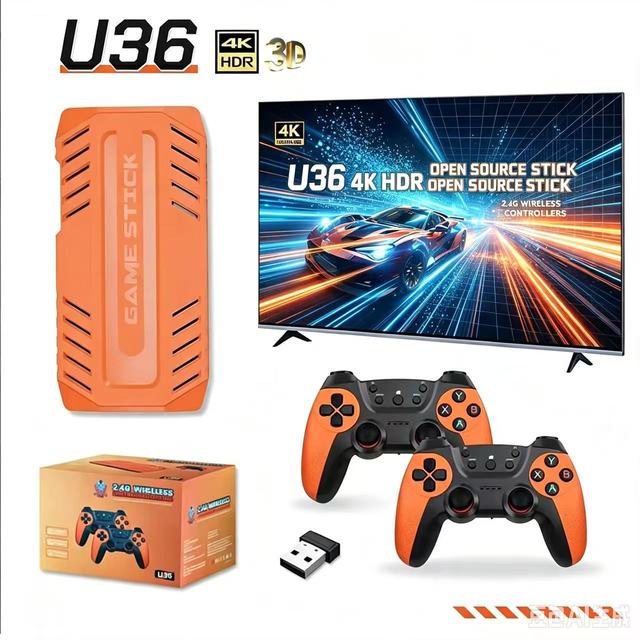 New U36 Retro Home TV Game Console HD 2.4GHz Wireless Games Controller Support Multi Player Stick TF Card Expansion 128GB
