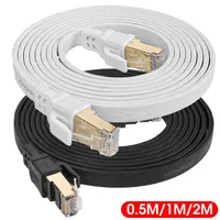 DOONJIEY kabel Ethernet CAT8 datar 40Gbps 2000MHz RJ45 kecepatan tinggi untuk Router PC PS4 TV Laptop 10M-30M UTP bebas oksigen tembaga