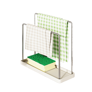 Estante <span class=keywords><strong>de</strong></span> cocina <span class=keywords><strong>de</strong></span> acero inoxidable 304, doble nivel, fregadero <span class=keywords><strong>de</strong></span> escritorio estrecho, escurridor lateral para esponja, toalla, paño para platos, Herramientas <span class=keywords><strong>de</strong></span> limpieza - Product Image 6